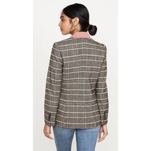 Rebecca Taylor Brown Wool Plaid Checkered Double Breasted Jacket Coat Blazer 8 - Picture 2 of 7